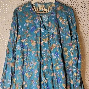 {3/$20} Umgee Floral Blouse in Teal and Multicolor
